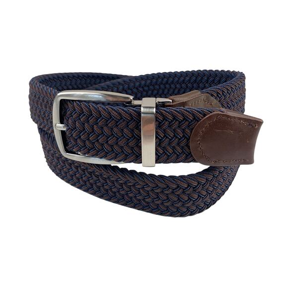 Tommy Bahama Belt Webbed Braided Blue Brown Men's S M 32-36 - Picture 1 of 5